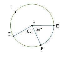 What is the measure of Arc E F G? 17° 75° 149° 211°