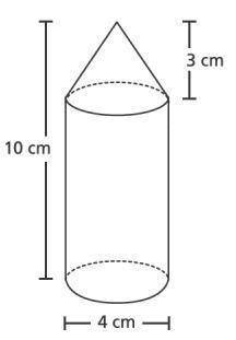 The object below was made by placing a cone on top of a cylinder.The base of the cone is congruent t