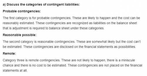 The following three independent sets of facts relate to contingent liabilities:1. In November of the