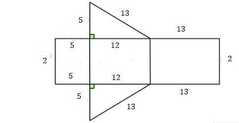 Which equation could be used to find the surface area of the net of the triangular prism shown? SA =
