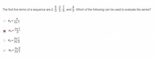 The first five terms of a sequence are 2, 5/3, 3/2,7/5, and 4/3. Which of the following can be used