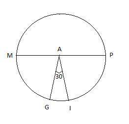 In the diagram below of circle A, diameter MP = 26, mZGAI = 30° and radii GA and Al are drawn 30 If