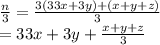 \frac{n}{3} =\frac{3(33x+3y)+(x+y+z)}{3} \\=33x+3y+\frac{x+y+z}{3}