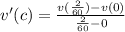 v'(c) = \frac{v(\frac{2}{60} )-v(0)}{\frac{2}{60}-0}