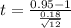 t = \frac{0.95-1 }{\frac{0.18}{\sqrt{12} } }