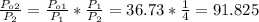 \frac{P_{o2} }{P_{2} } =\frac{P_{o1} }{P_{1} } *\frac{P_{1} }{P_{2} } =36.73*\frac{1}{4} =91.825
