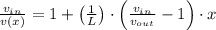 \frac{v_{in}}{v(x)} = 1 + \left(\frac{1}{L}\right)\cdot \left(\frac{v_{in}}{v_{out}}-1\right) \cdot x