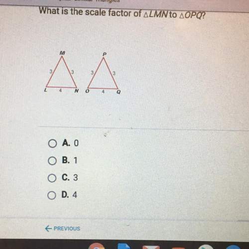 What is the scale factor of lmn to opq?