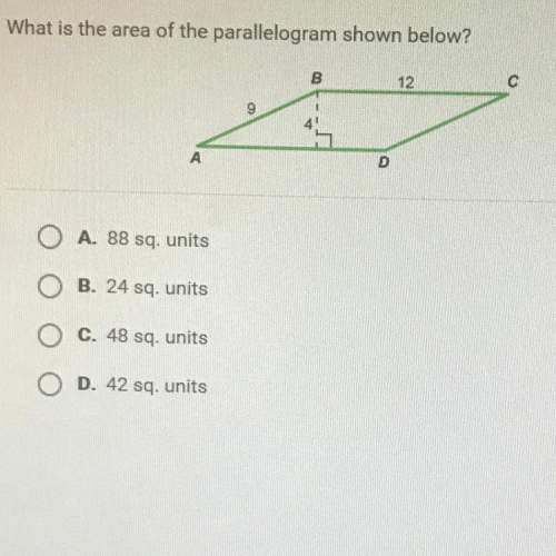 What is the area of the parallelogram shown below?  a. 88 sq. units b. 24 sq. units