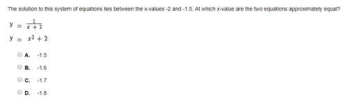 Offering 39 pointsthe solution to this system of equations lies between the x-values -2