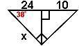 See photo. based on the diagram, all of the following are true  a) cos38 = 24/x b)