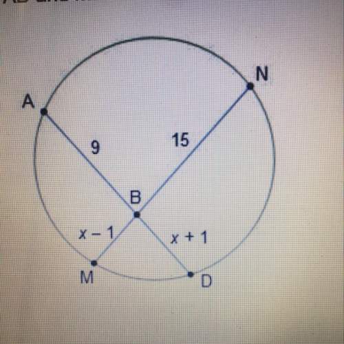 Ad and mn are chords that intersect at point b what is the length of line segment mn?
