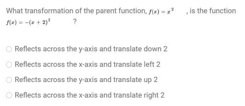 What transformation of the parent function, f(x) = x^2, is the function f(x) = -(x + 2) ^2