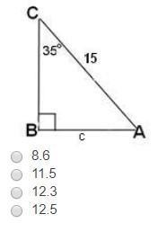In the triangle below, determine the value of c.