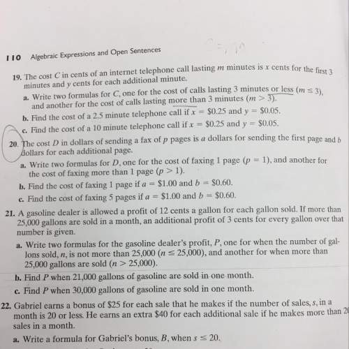 Need with number 19 and 20 . all a b c question
