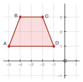 trapezoid abcd is shown. a is at negative 5, 1. b is at negative 4, 3. c is at negative
