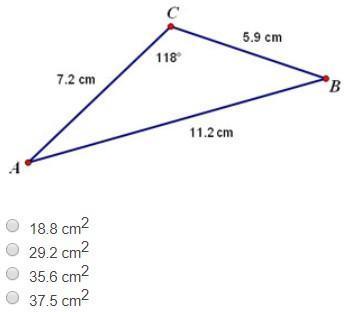 Find the area of this triangle. round the sine value to the nearest hundredth. round the area to the