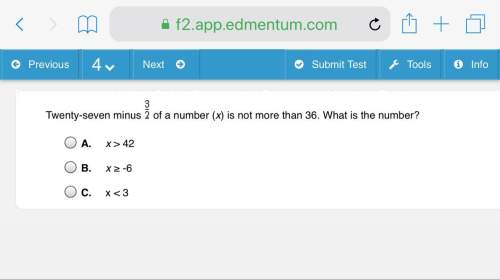 Twenty-seven minus 3/2 of a number (x) is not more than 36. what is the number?