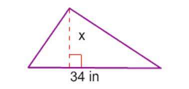Find the value of x if the area of the triangle is 357 in2. a. 21 in b