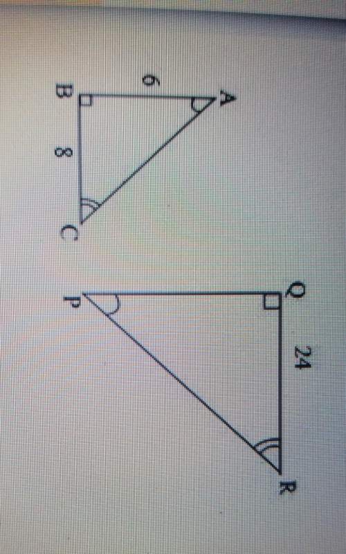 In the figure below, triangle abc is similar to triangle pqr, as shown below: what is th
