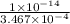 \frac{1 \times 10^{-14}}{3.467 \times 10^{-4}}