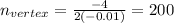 n_{vertex}= \frac{-4}{2(-0.01)} =200
