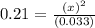 0.21=\frac{(x)^2}{(0.033)}