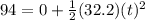 94=0+\frac{1}{2}(32.2)(t)^2