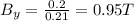 B_y=\frac{0.2}{0.21}=0.95 T