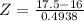 Z = \frac{17.5 - 16}{0.4938}