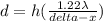 d=h(\frac{1.22\lambda }{delta-x} )