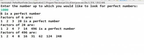 6.24 (Perfect Numbers) An integer number is said to be a perfect number if its factors, including 1