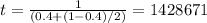 t = \frac{1}{(0.4 + (1-0.4)/2)} =1428671