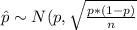 \hat p \sim N (p ,\sqrt{\frac{p*(1-p)}{n}}