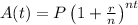 A(t) = P\left(1 + \frac{r}{n}\right)^{nt}