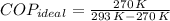COP_{ideal} = \frac{270\,K}{293\,K-270\,K}