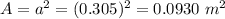 A=a^2=(0.305)^2=0.0930\ m^2