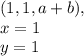 (1,1,a+b),\\x = 1 \\y = 1
