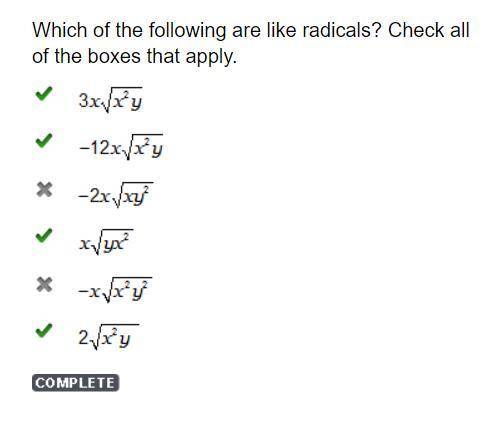 Select all of the following that are like radicals