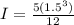 I = \frac{5 (1.5^{3} )}{12}