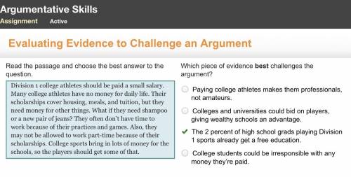 Read the passage and choose the best answer to the question. Division 1 college athletes should be p