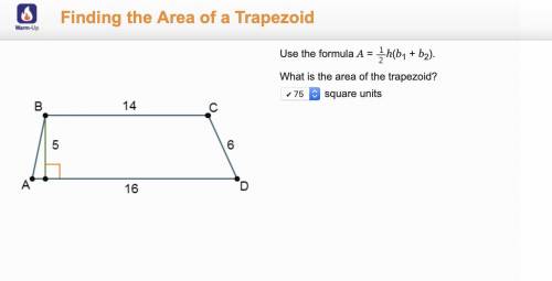 Use the formula A = h(b1 + b2). What is the area of the trapezoid? square units