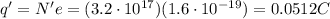 q'=N'e=(3.2\cdot 10^{17})(1.6\cdot 10^{-19})=0.0512 C