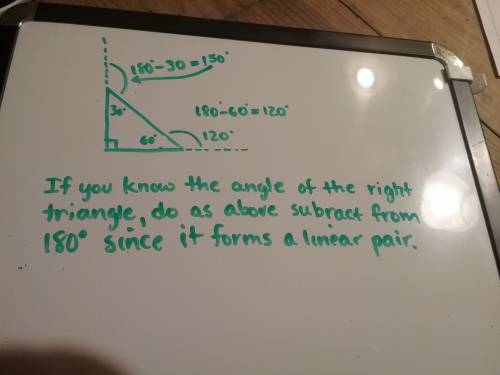 How to solve exterior angle for right triangle?