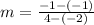 m=\frac{-1-(-1)}{4-(-2)}