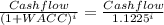 \frac{Cash flow}{(1+WACC)^{i} } = \frac{Cash flow}{1.1225^{i} }