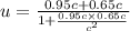 u=\frac{0.95c+0.65c}{1+\frac{0.95c\times 0.65c}{c^2}}