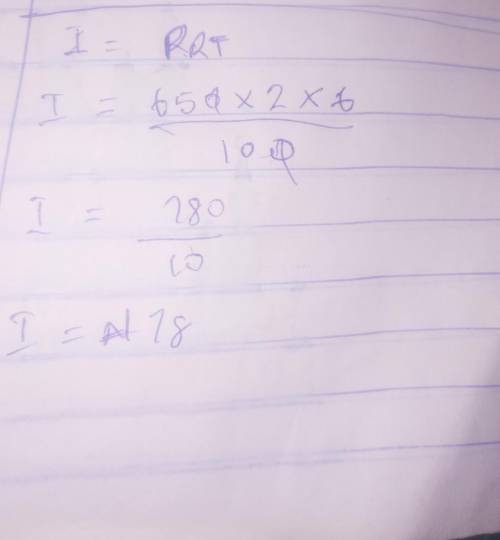 Calculate the simple interest onN650.00 for 2 years at 6% perannum.