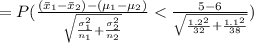 =P(\frac{(\bar x_{1}-\bar x_{2})-(\mu_{1}-\mu_{2})}{\sqrt{\frac{\sigma_{1}^{2}}{n_{1}}+\frac{\sigma_{2}^{2}}{n_{2}}}}