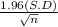\frac{1.96 (S.D)}{\sqrt{n} }